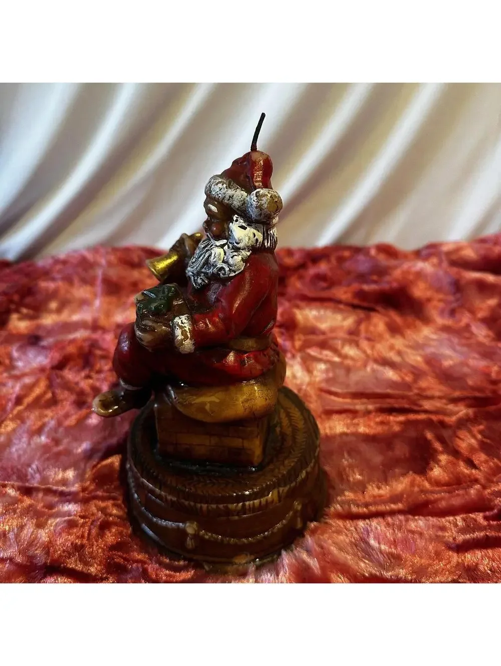 Vintage Hard Wax Santa Christmas Candle Decor  Kitsch